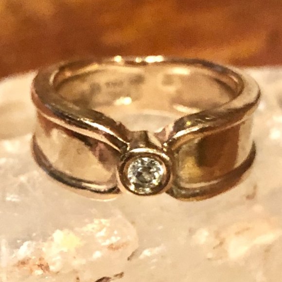 Solid rose gold & diamond ring Size 4.5 - Picture 3 of 7